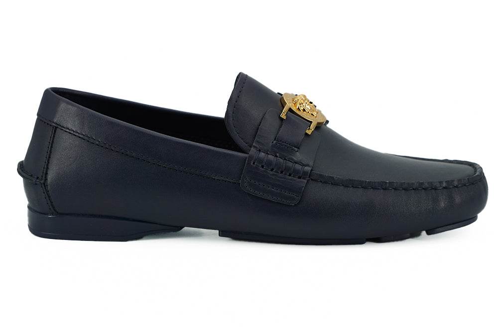 Versace Elegante marineblaue Loafers aus Kalbsleder - Léoré