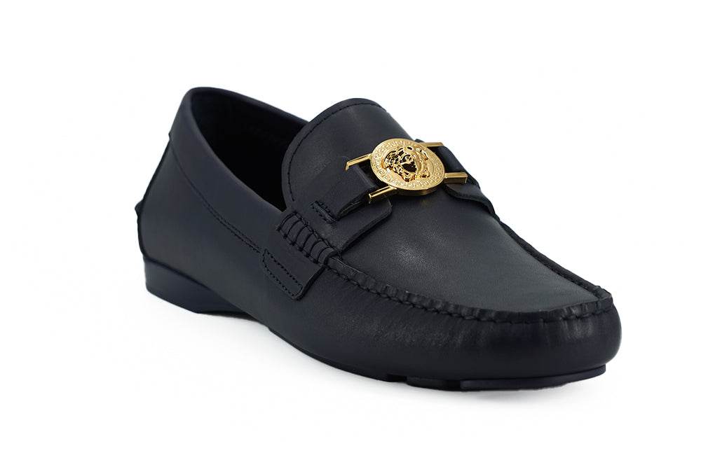 Versace Elegante marineblaue Loafers aus Kalbsleder - Léoré