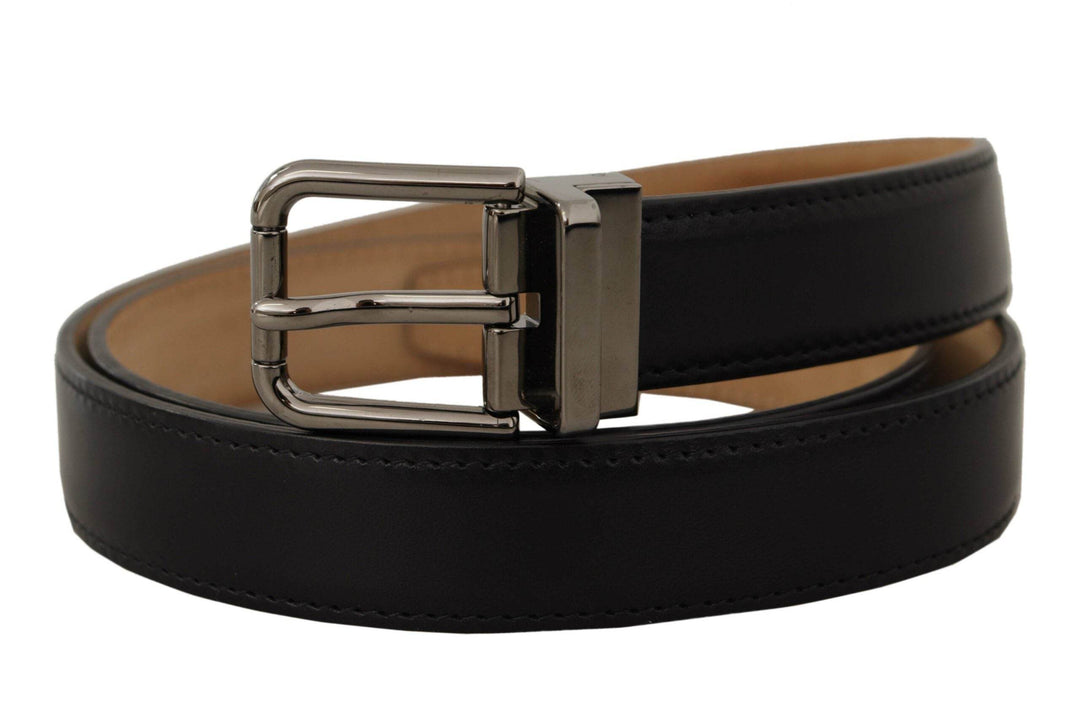 Dolce & Gabbana Glatter schwarzer Ledergürtel mit Metallschnalle - Léoré
