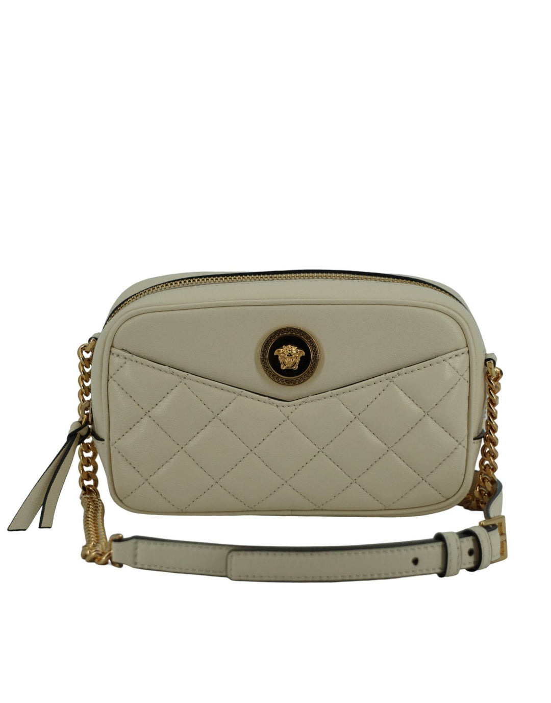 Versace Elegante Kameratasche aus weißem Lammleder - Léoré