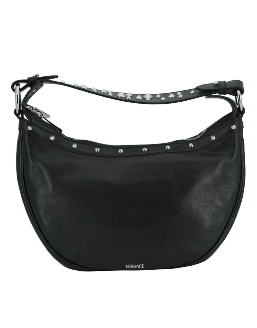 Versace Elegante schwarze Hobo-Umhängetasche aus Leder - Léoré