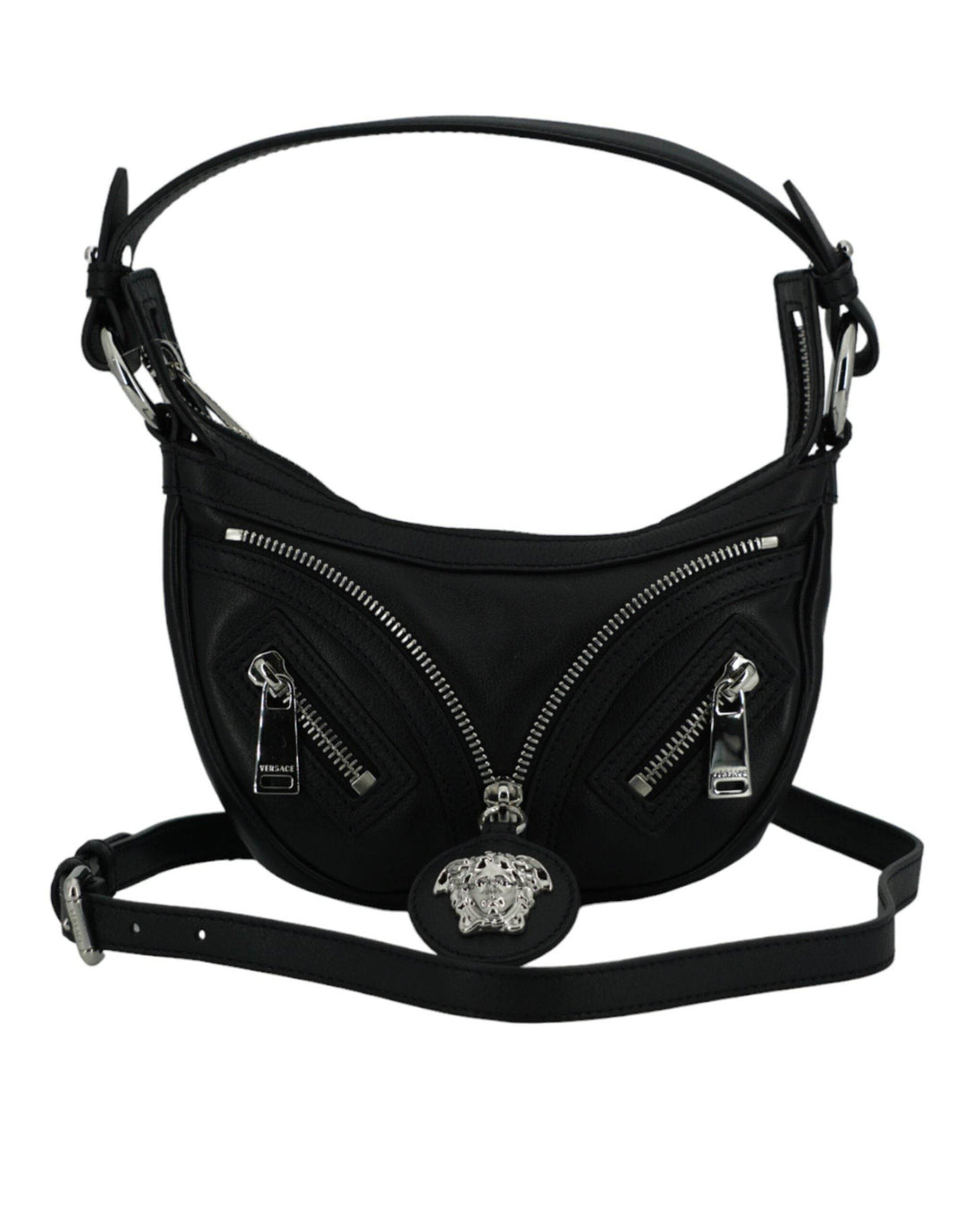 Versace Elegante schwarze Mini-Hobo-Umhängetasche - Léoré