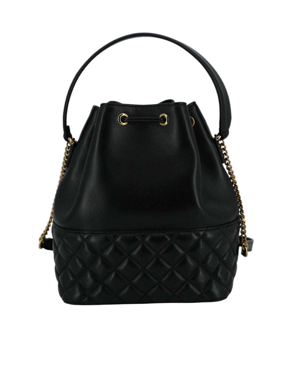 Versace Elegante schwarze Leder Medusa Bucket Umhängetasche - Léoré