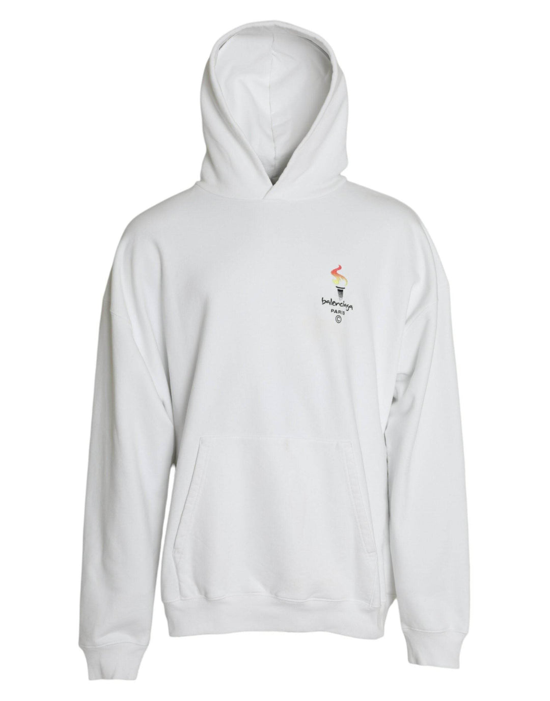 Balenciaga Weißer Baumwoll-Logo-Pullover mit Kapuze Sweatshirt Pullover - Léoré