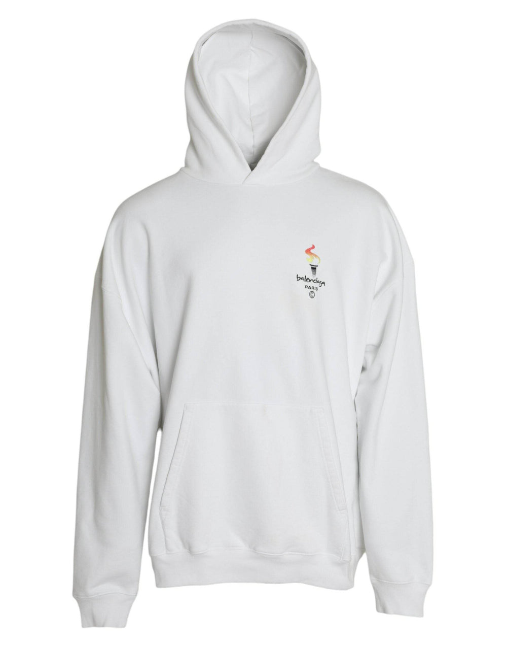 Balenciaga Weißer Baumwoll-Logo-Pullover mit Kapuze Sweatshirt Pullover - Léoré