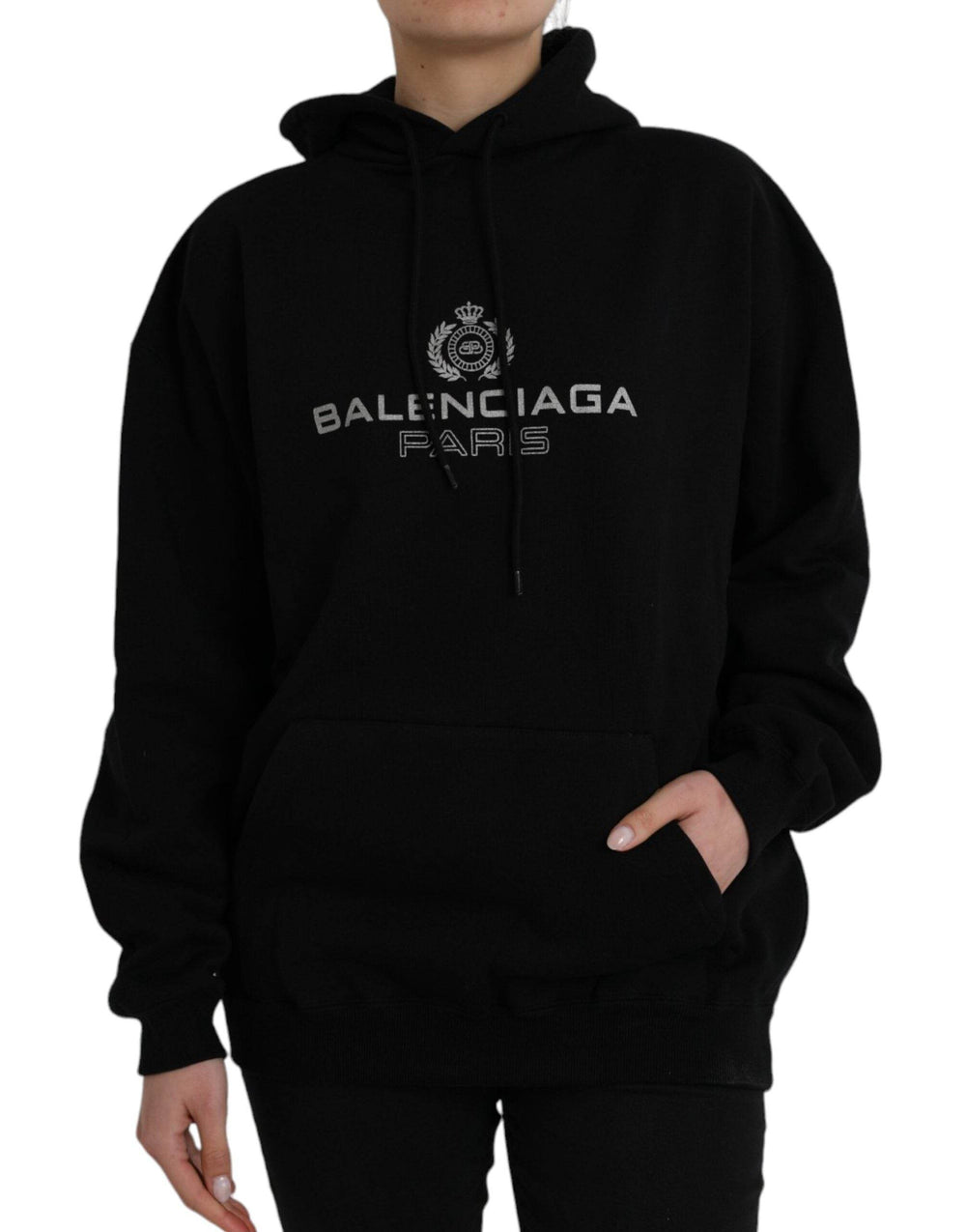 Balenciaga Schwarzes Baumwoll-Logo-Pullover-Sweatshirt mit Kapuze - Léoré