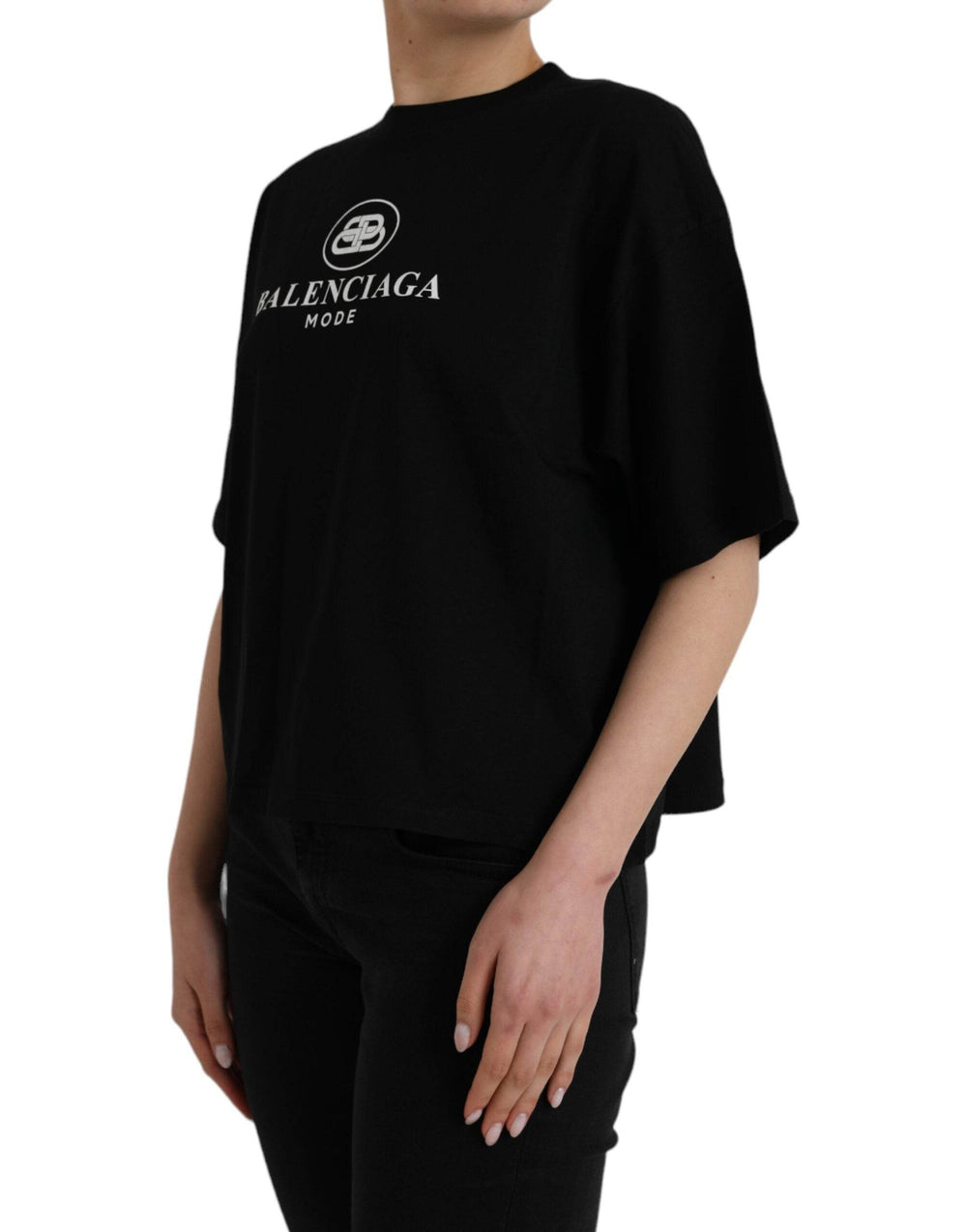 Balenciaga Schwarzes Baumwoll-Logo-T-Shirt mit Rundhalsausschnitt und kurzen Ärmeln - Léoré