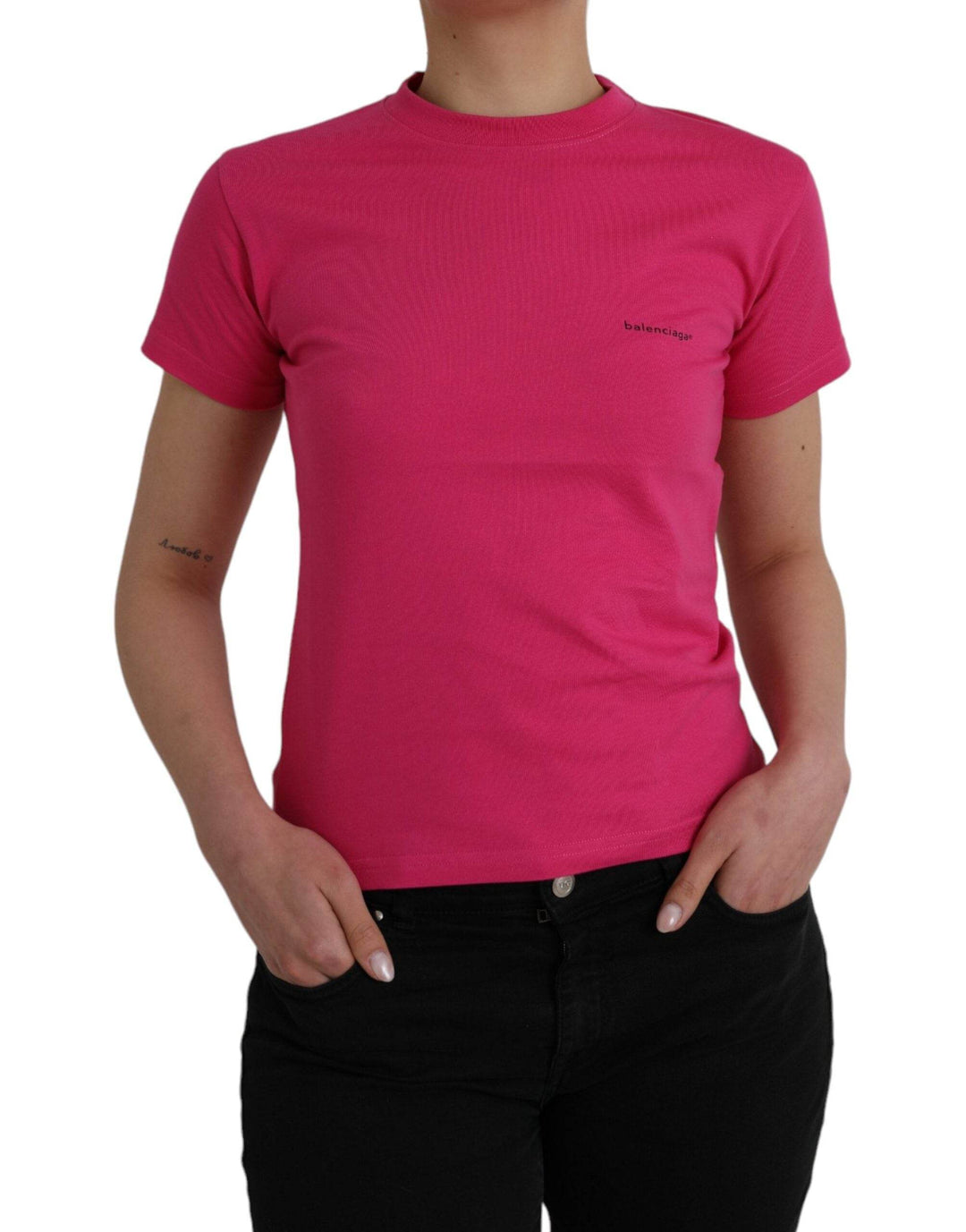 Balenciaga Rosa Baumwolle Rundhalsausschnitt Kurzarm-T-Shirt - Léoré