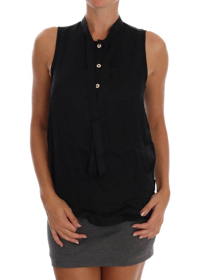 Versace Jeans Schickes ärmelloses schwarzes Hemd Bluse - Léoré