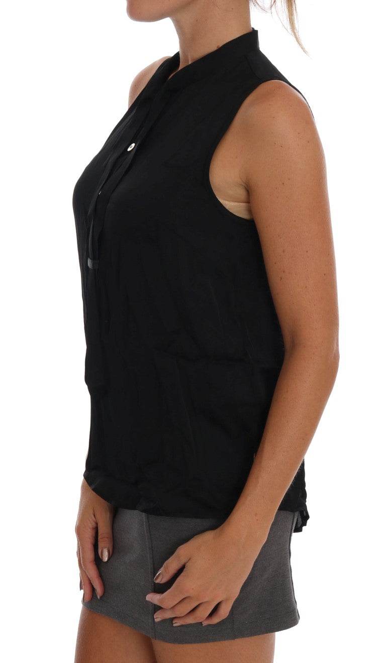 Versace Jeans Schickes ärmelloses schwarzes Hemd Bluse - Léoré