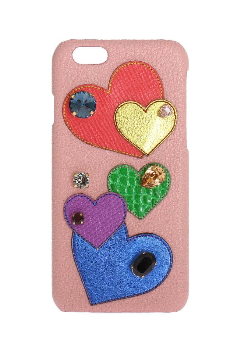 Dolce & Gabbana Schicke rosa Leder-Kristall iPhone Tasche - Léoré