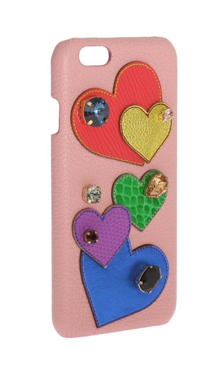 Dolce & Gabbana Schicke rosa Leder-Kristall iPhone Tasche - Léoré