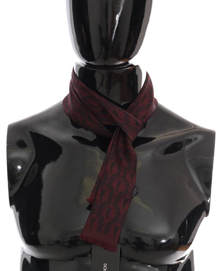 Dolce & Gabbana Seidenschal Bordeaux Crown Chili Print Herrenschal - Léoré