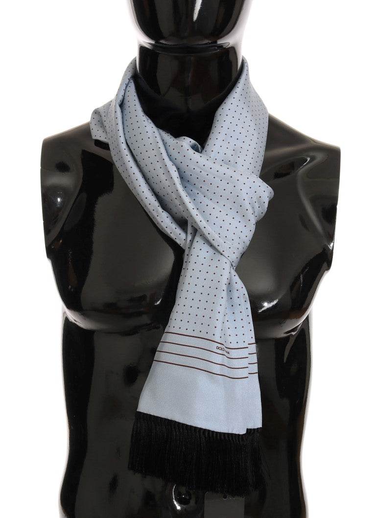 Dolce & Gabbana Eleganter blauer Seidenschal mit Tupfen für Männer - Léoré