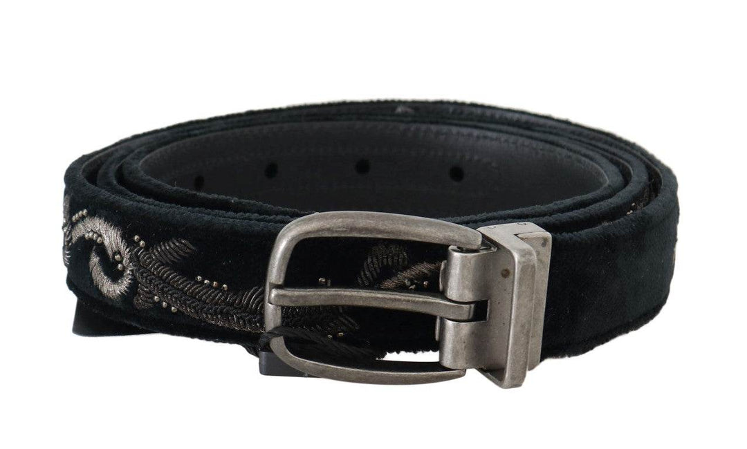 Dolce & Gabbana Eleganter schwarzer Baumwoll-Ledergürtel für Herren - Léoré
