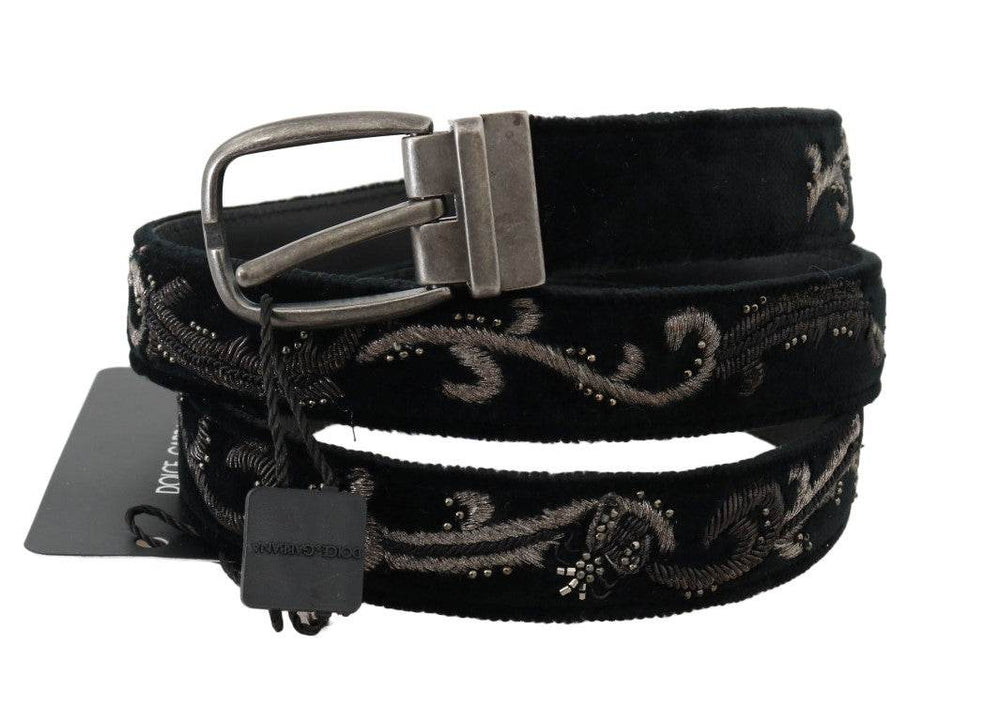 Dolce & Gabbana Eleganter schwarzer Baumwoll-Ledergürtel für Herren - Léoré