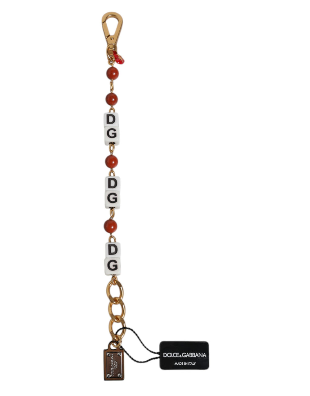 Dolce & Gabbana Multicolor Gold-Ton Messing Kette DG Logo Würfel-Armband