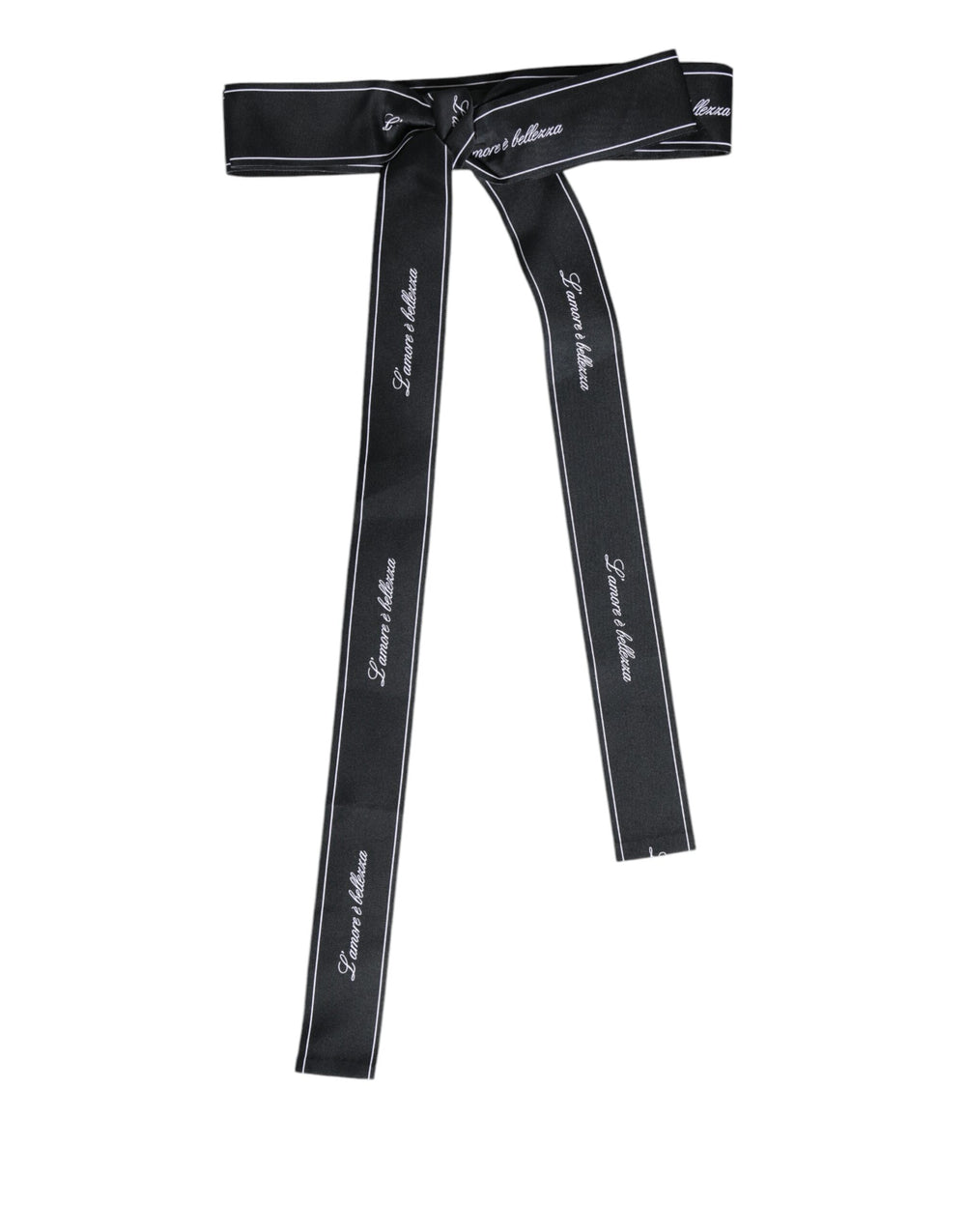 Dolce & Gabbana Schwarzes Taillenband Breite Schleife Logo-Gürtel