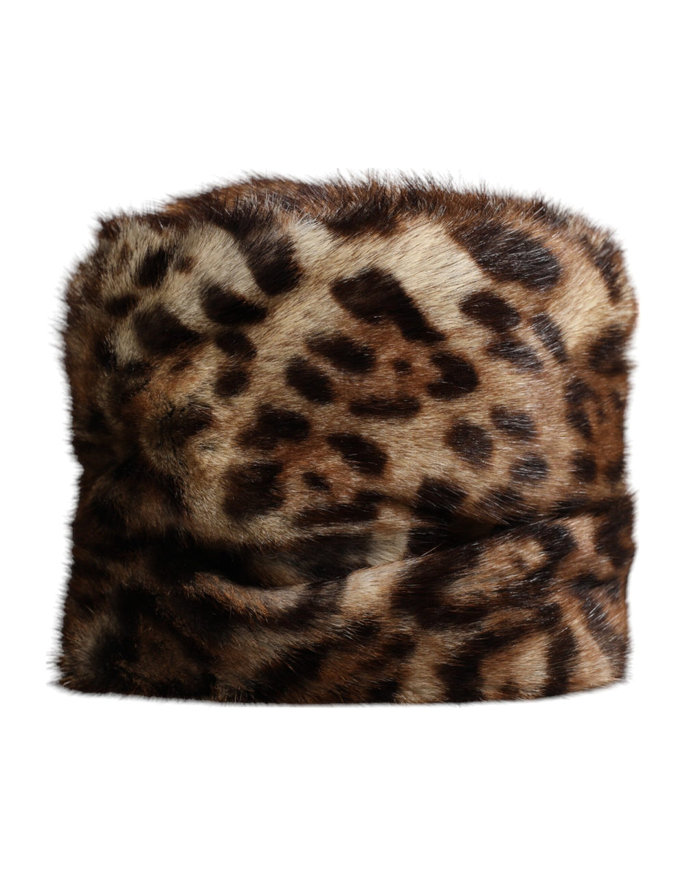 Dolce & Gabbana Brauner Leopard Kunstfell Frauen Eimer Hut
