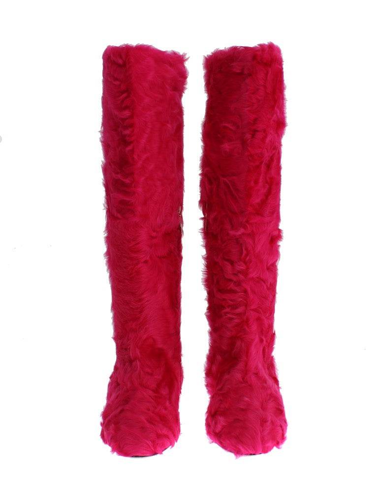 Dolce & Gabbana Elegante Stiefel aus rosa Lammfell - Léoré