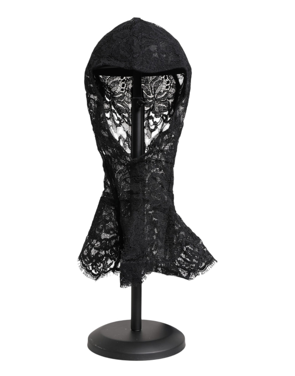 Dolce & Gabbana Schwarzer floraler Spitzen-Ganzkopf-Wickelhut
