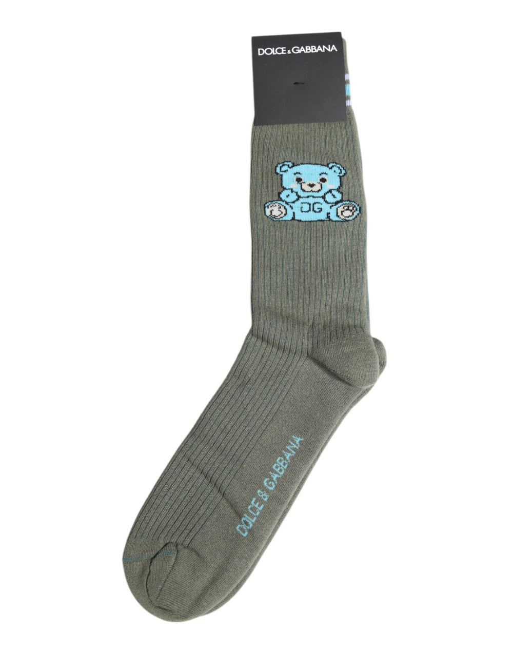 Dolce & Gabbana Graue Baumwolle DG Bear Mid Calf Socken