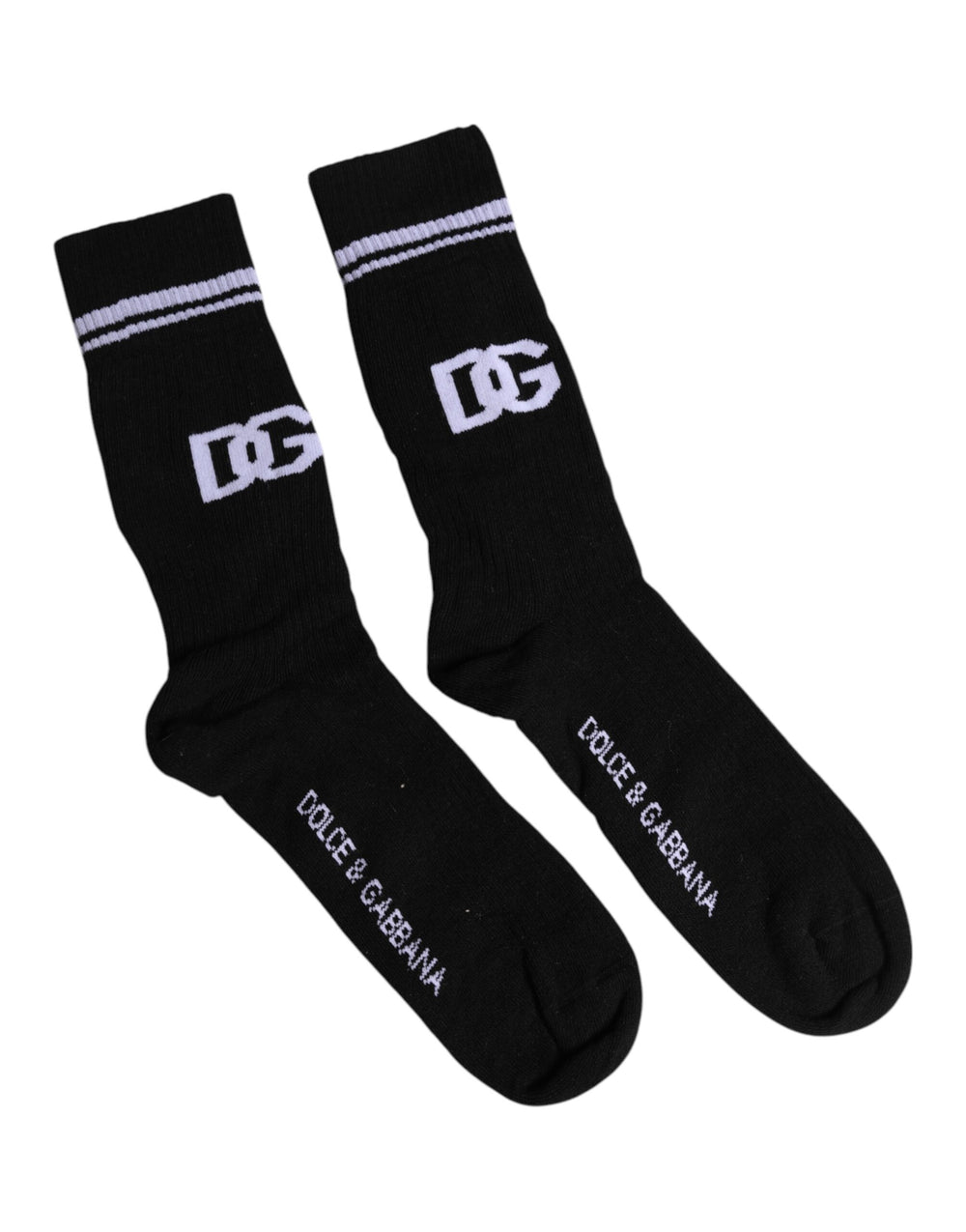 Dolce & Gabbana Schwarze Baumwolle DG Logo Mid Calf Herren Socken
