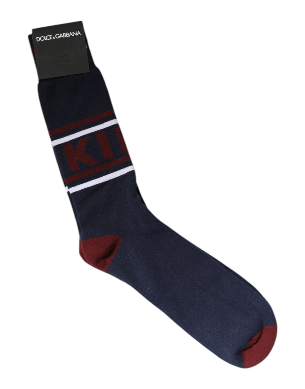 Dolce & Gabbana Blaue Baumwolle Logo Mid Calf Herren Socken