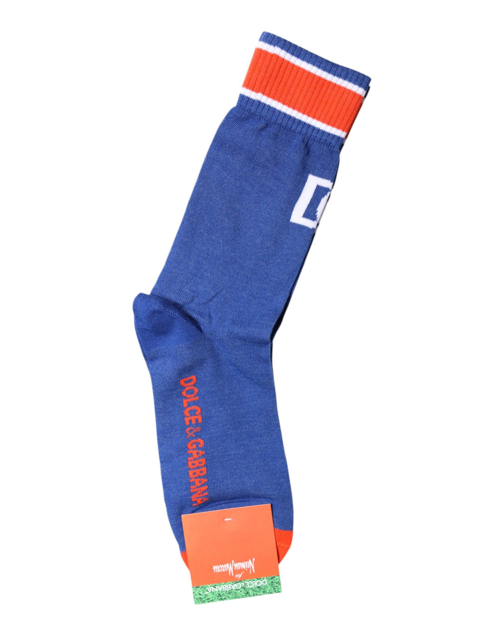 Dolce & Gabbana Blaue Baumwolle DG Logo Print Mid Calf Socken