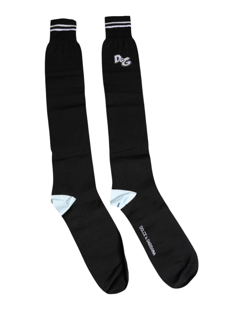 Dolce & Gabbana Schwarze DG Logo Print Baumwolle über Wade Socken