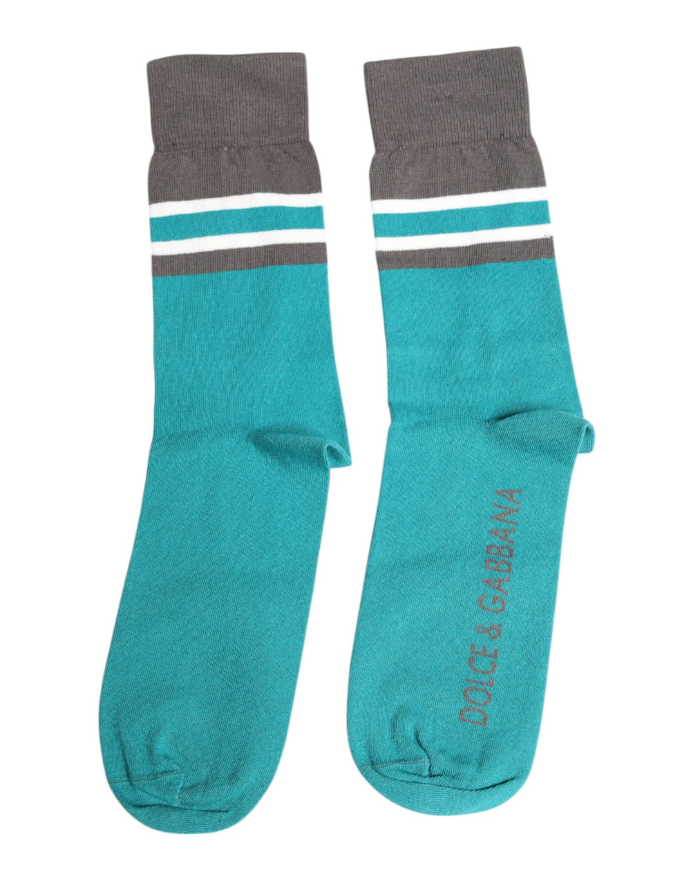 Dolce & Gabbana Grüne graue Stretch DG Logo Mid Calf Socken