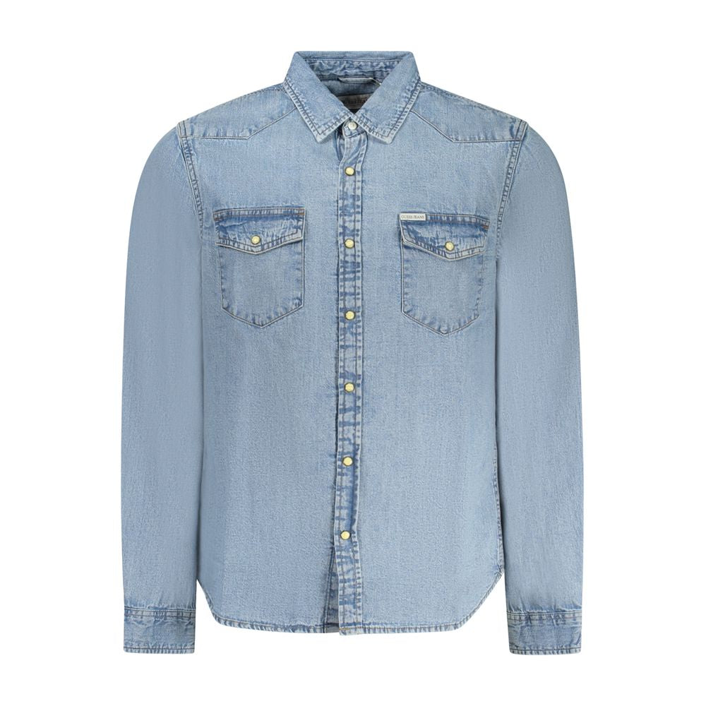 Guess Jeans Hellblaues Baumwollhemd für Männer