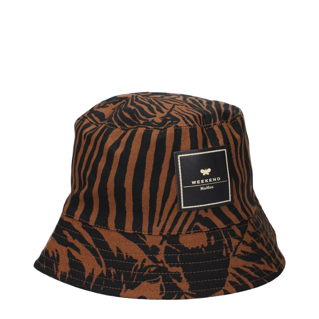 Max Mara Eimerhüte aus brauner Baumwolle