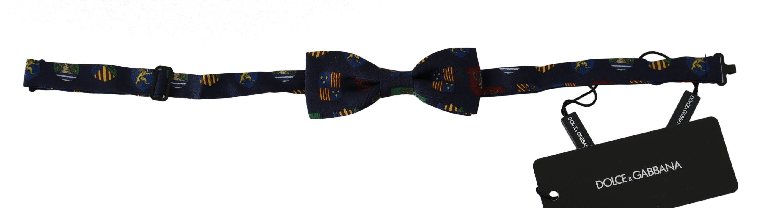 Dolce & Gabbana Exquisite Seidenfliege mit blauem Flaggendruck - Léoré