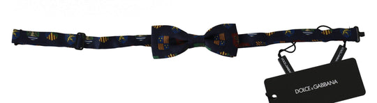 Dolce & Gabbana Exquisite Seidenfliege mit blauem Flaggendruck - Léoré