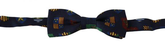 Dolce & Gabbana Exquisite Seidenfliege mit blauem Flaggendruck - Léoré