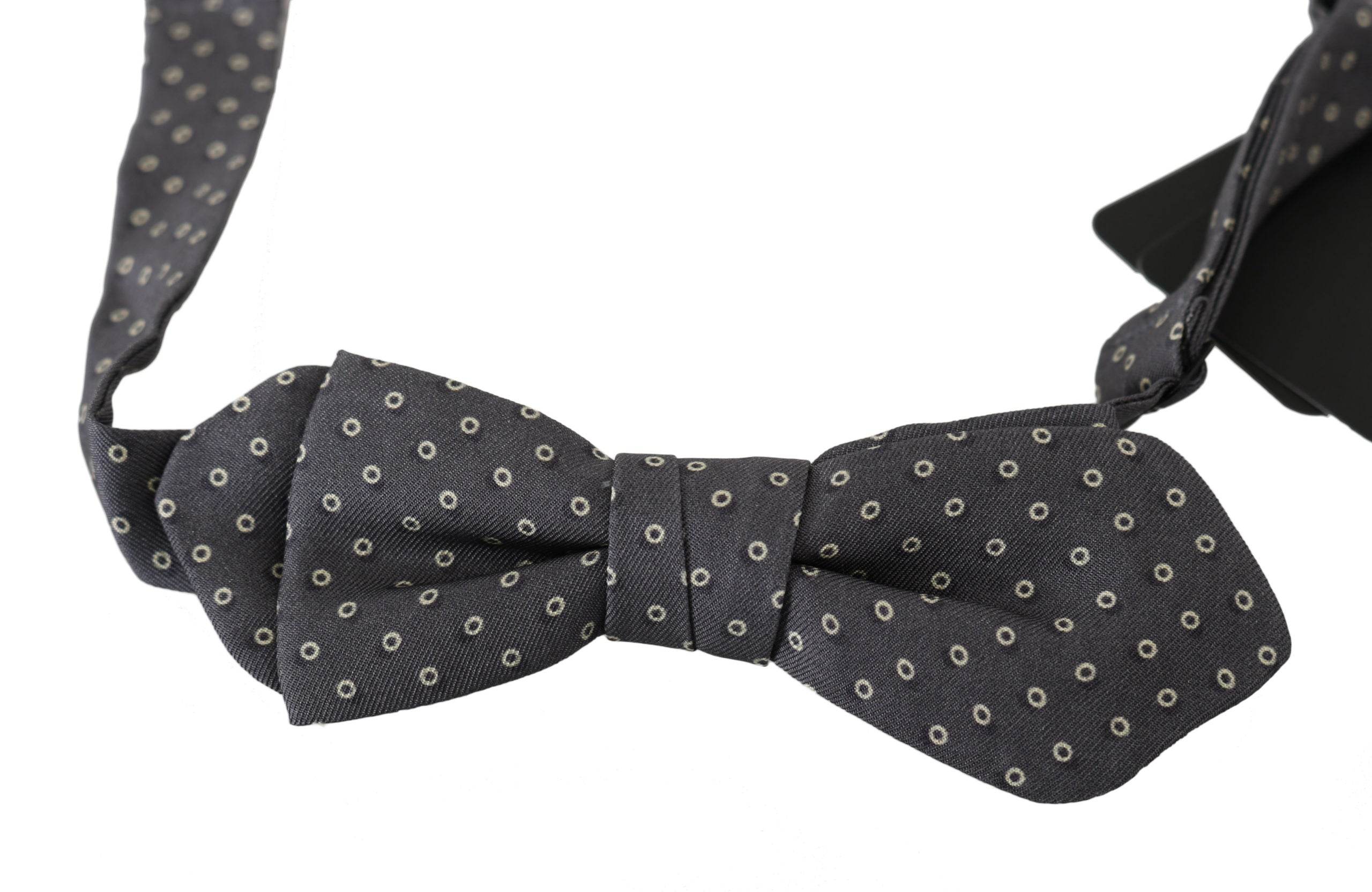Dolce & Gabbana Elegante Seidenfliege mit grauem Kreis-Muster - Léoré