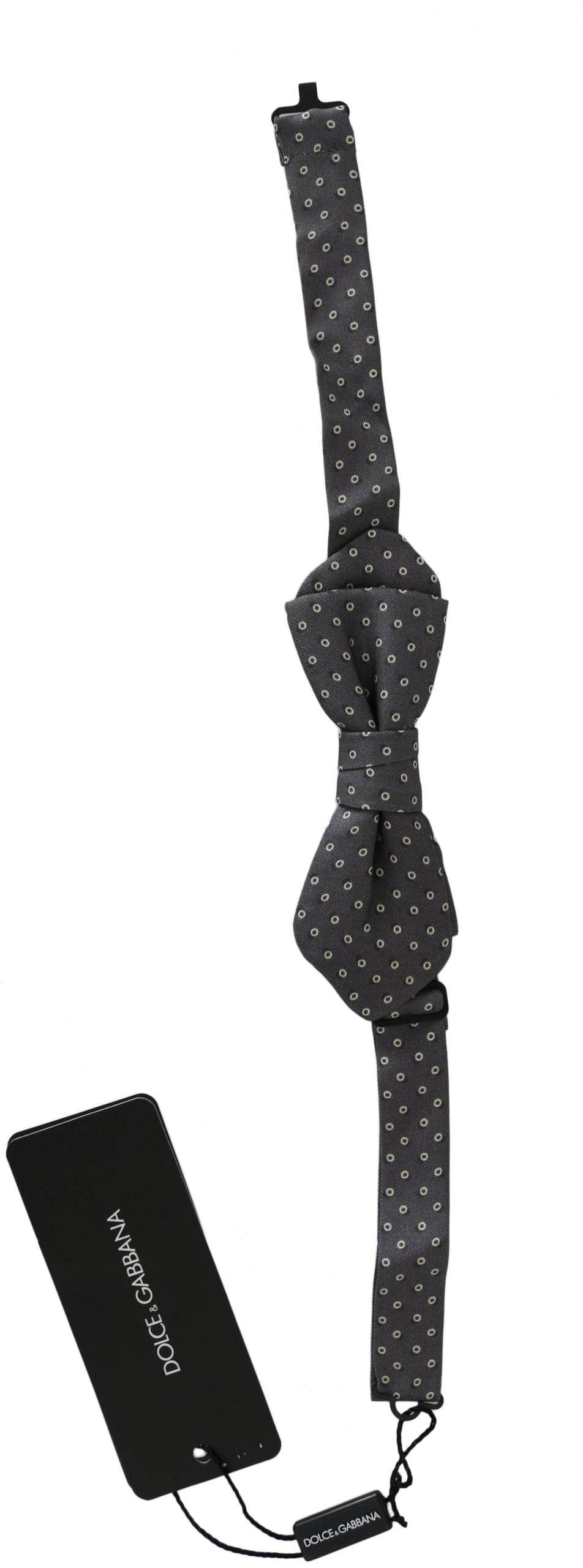 Dolce & Gabbana Elegante Seidenfliege mit grauem Kreis-Muster - Léoré