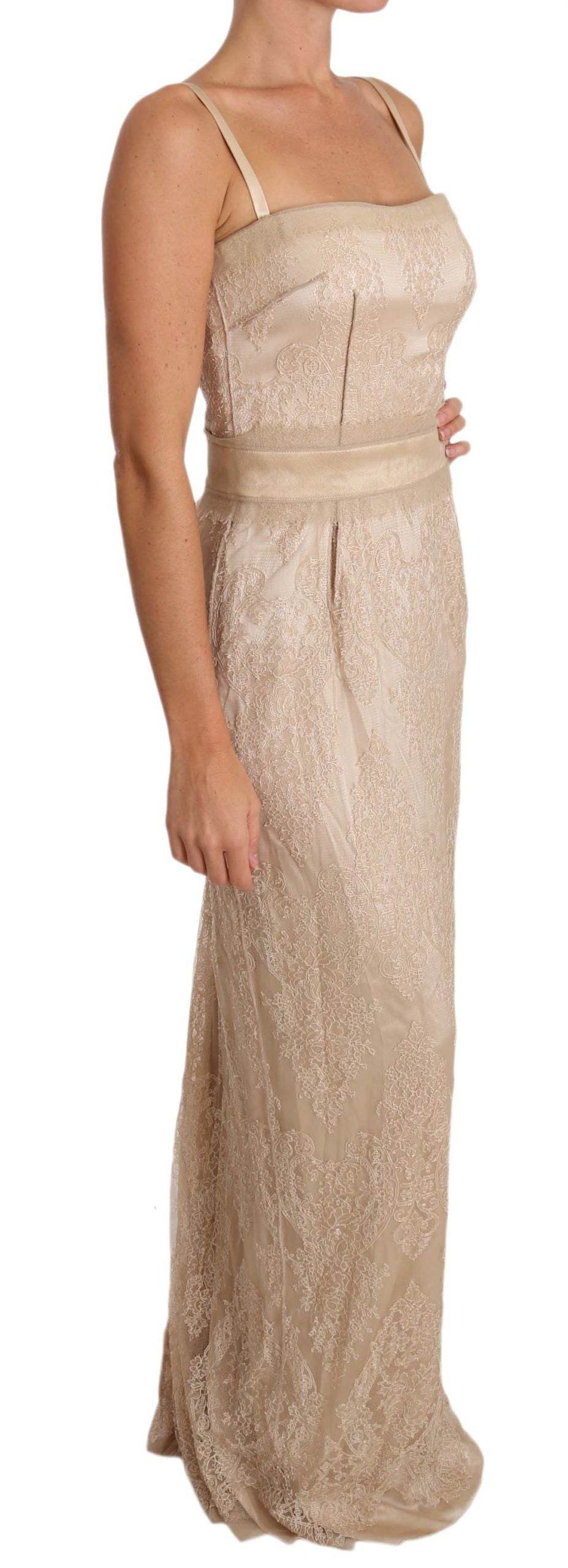 Dolce & Gabbana Elegantes Beigefarbenes bodenlanges Etuikleid - Léoré