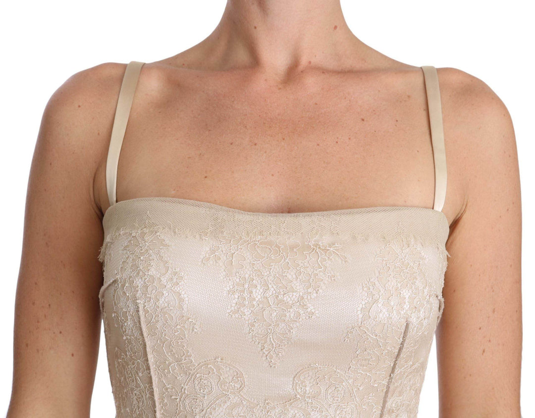 Dolce & Gabbana Elegantes Beigefarbenes bodenlanges Etuikleid - Léoré