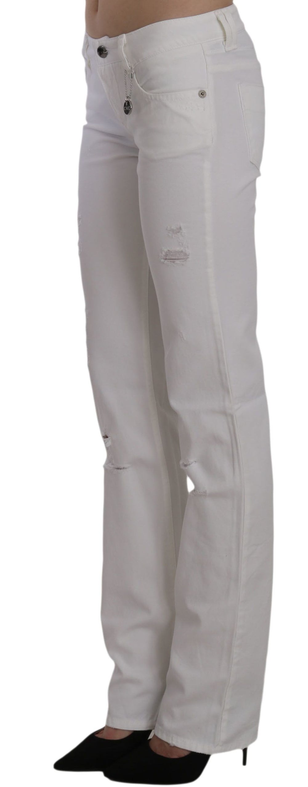Costume National Weiße Baumwolle Slim Fit Straight Jeans Hose