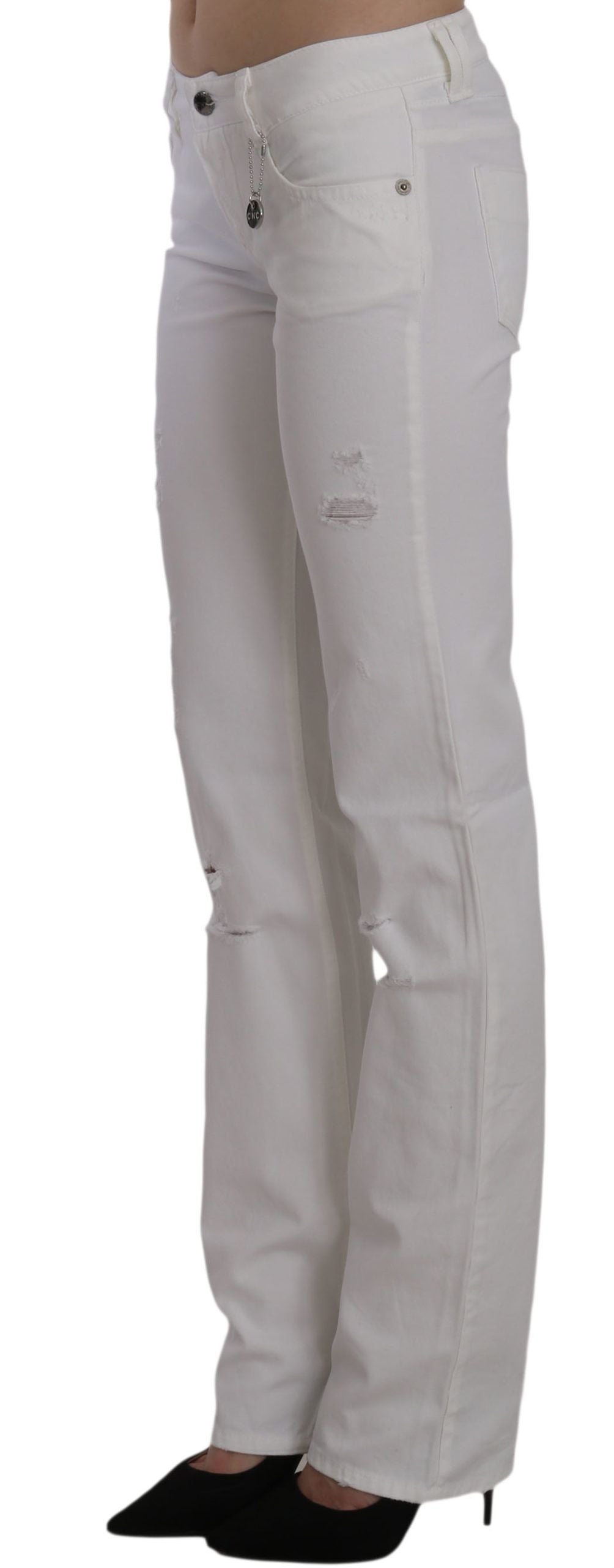 Costume National Weiße Baumwolle Slim Fit Straight Jeans Hose