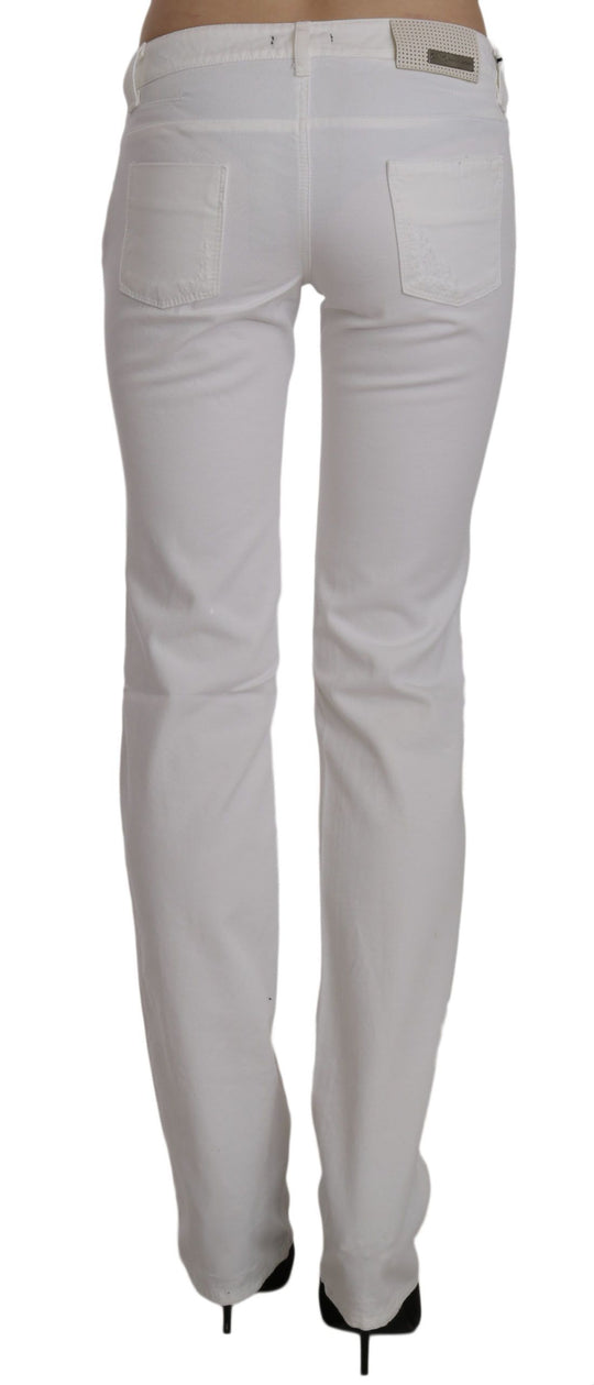 Costume National Weiße Baumwolle Slim Fit Straight Jeans Hose