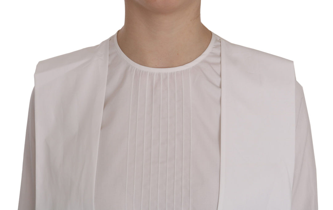 Dsquared² Weiße Bluse mit Rundhalsausschnitt und langen Ärmeln aus Baumwolle