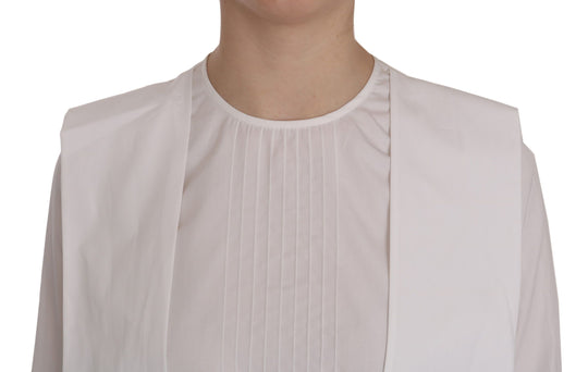 Dsquared² Weiße Bluse mit Rundhalsausschnitt und langen Ärmeln aus Baumwolle