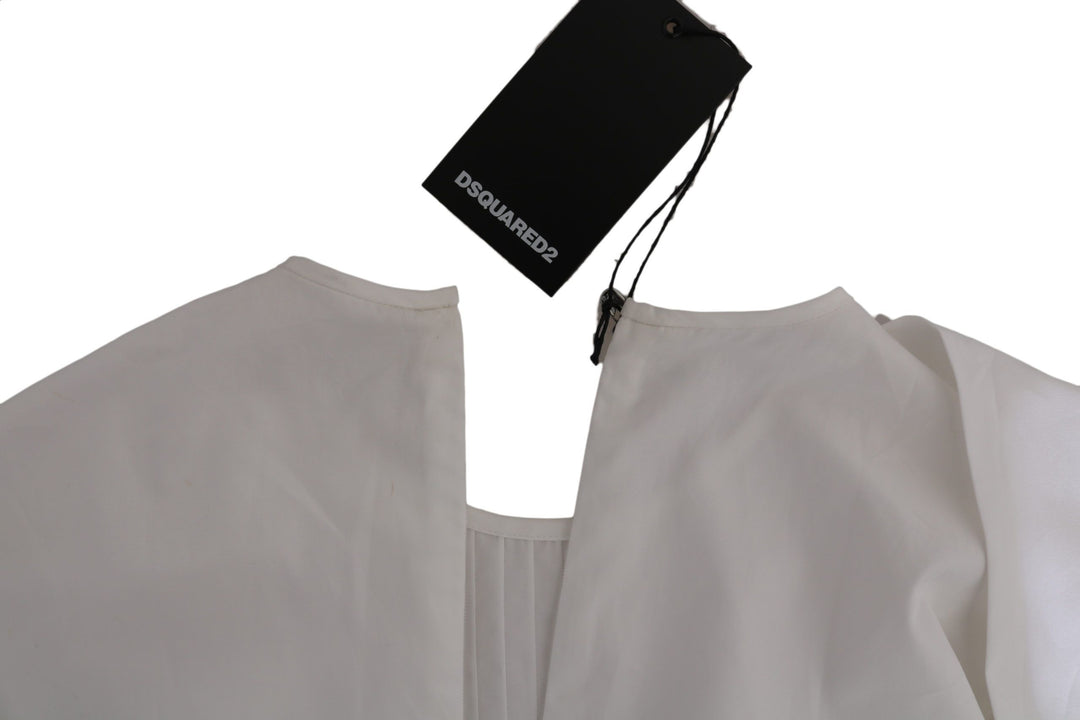 Dsquared² Weiße Bluse mit Rundhalsausschnitt und langen Ärmeln aus Baumwolle