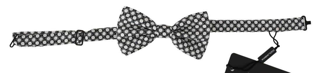 Dolce & Gabbana Elegante Schwarz-Weiß-Kreis Seidenfliege - Léoré