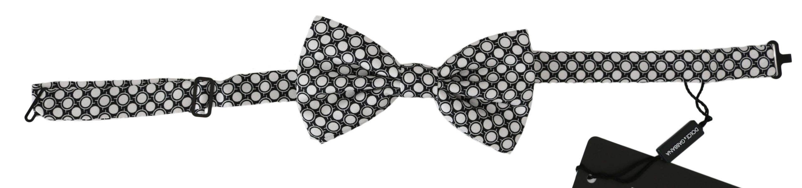 Dolce & Gabbana Elegante Schwarz-Weiß-Kreis Seidenfliege - Léoré