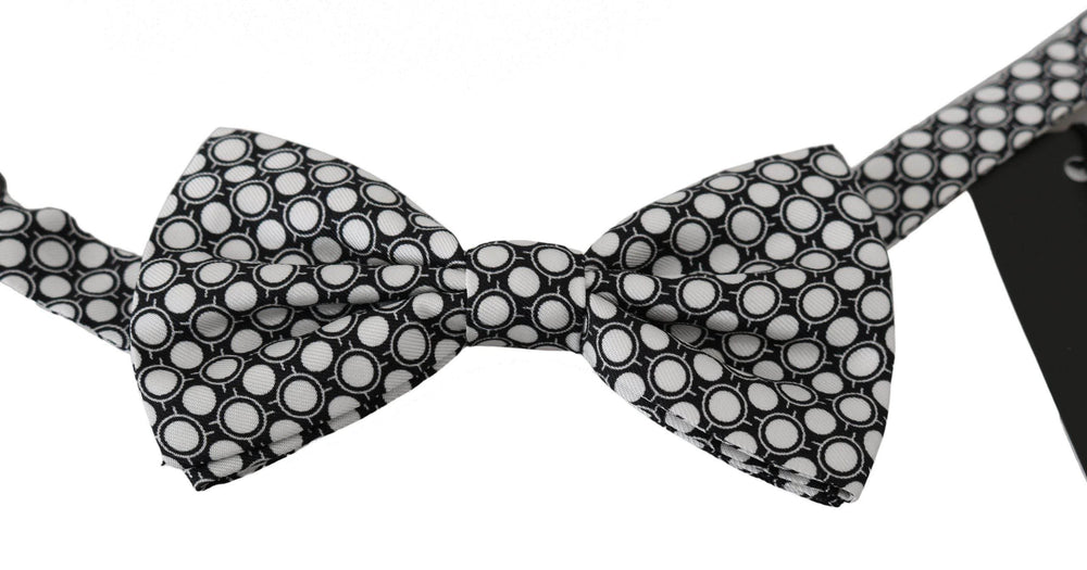 Dolce & Gabbana Elegante Schwarz-Weiß-Kreis Seidenfliege - Léoré