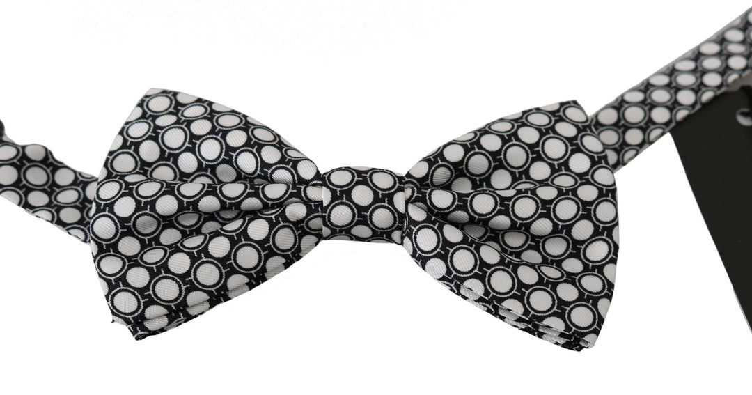 Dolce & Gabbana Elegante Schwarz-Weiß-Kreis Seidenfliege - Léoré
